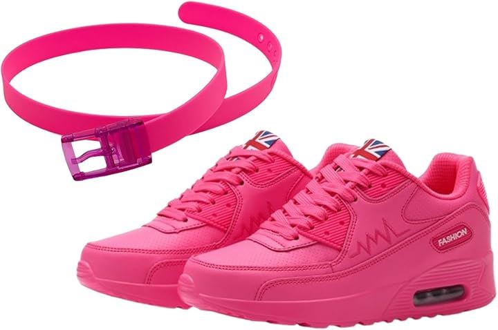 ショッキングピンク スニーカー レディース 蛍光ピンク ビビットカラー 蛍光ピンクベルト付属 24.5 cm (ピンク, 24.5 cm)