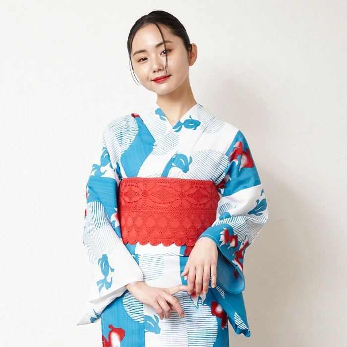 浴衣伝統正装コットン生地兵児帯 セット 和服