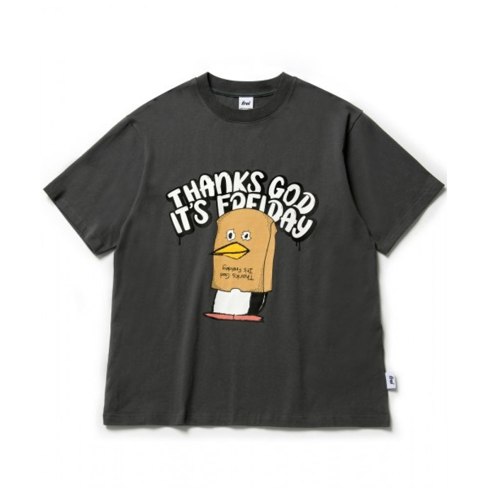 FREI オープングラフィックオーバーフィット半袖Tシャツ (スリーブ)