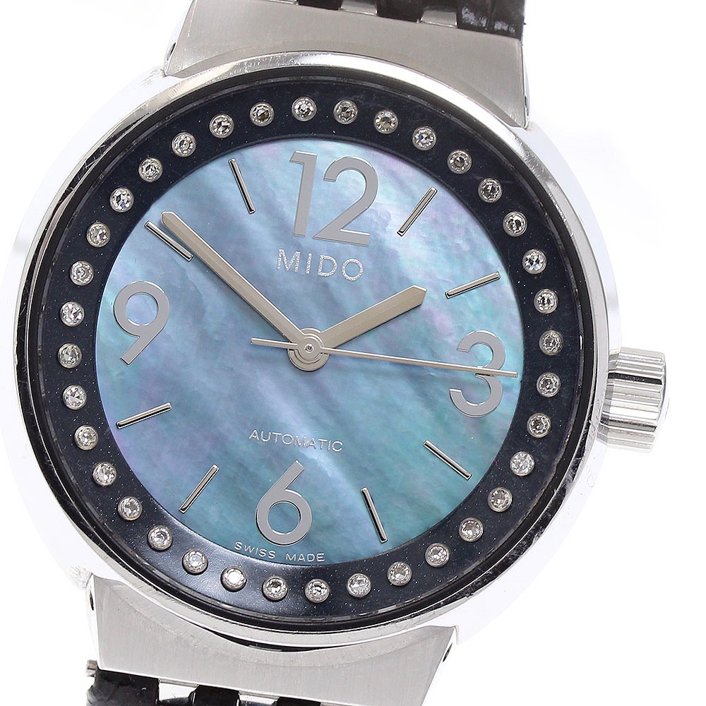 ミドー MIDO M7340.4.38.4 オールダイヤル ダイヤベゼル シェル文字盤 自動巻き レディース _871734【中古】