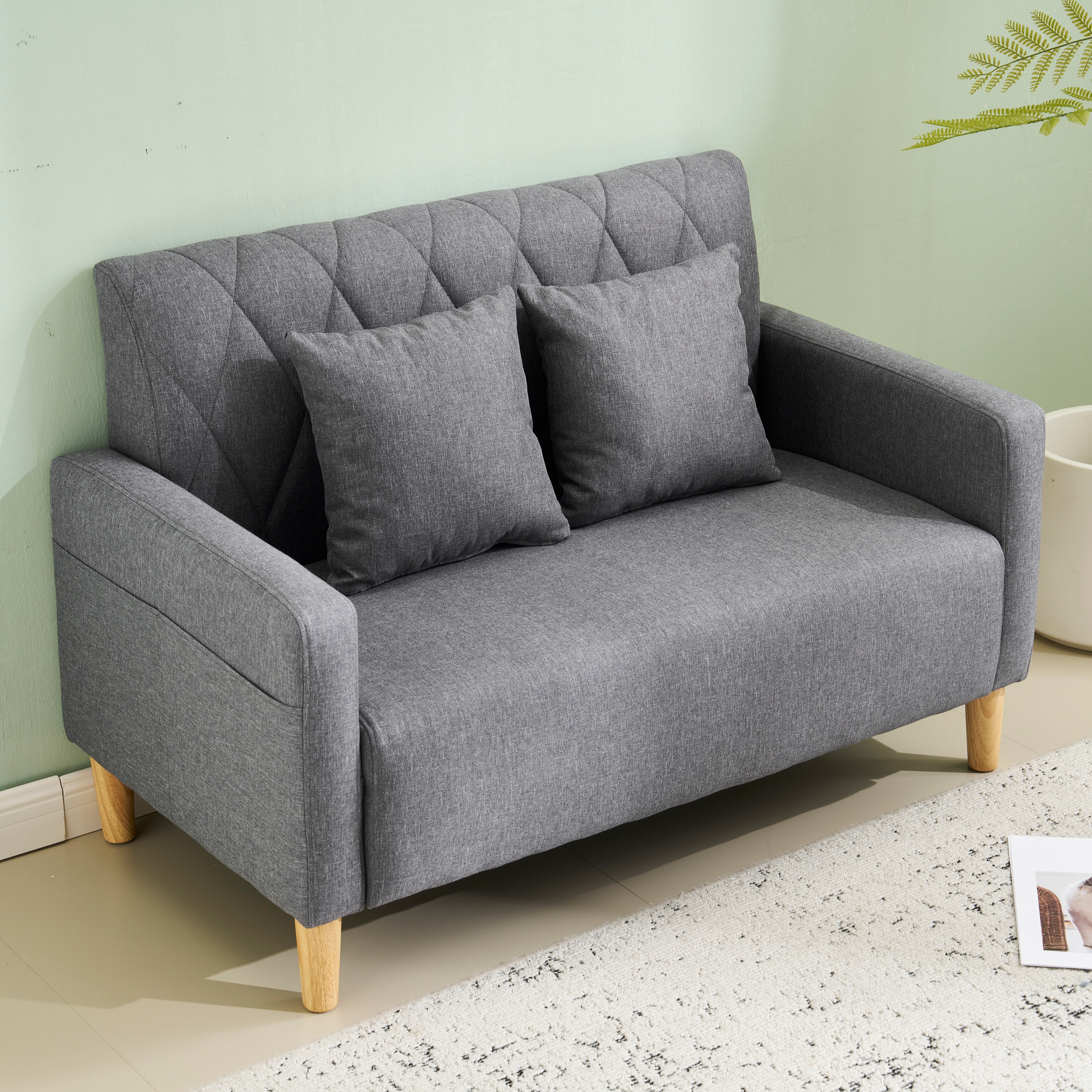 【国内発送&送·料·無·料】ソファー ロボット掃除機も通れる 2人掛け 脚高さ13cm 幅103cm リビングソファ 1人用にも 肘付き かんたん組立 おしゃれ かわいい 枕付き 取り外し 25,739円