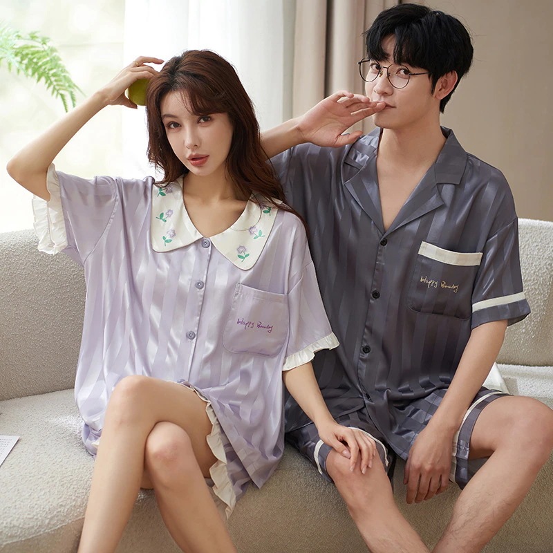 洗える 合成 シルク パジャマ レディース 高級 サテン パジャマ ペア メンズ パジャマ 半袖 夏 結婚祝い プレゼント ペアパジャマ 春夏 シルク パジャマ カップル ペア ルームウェア カップル