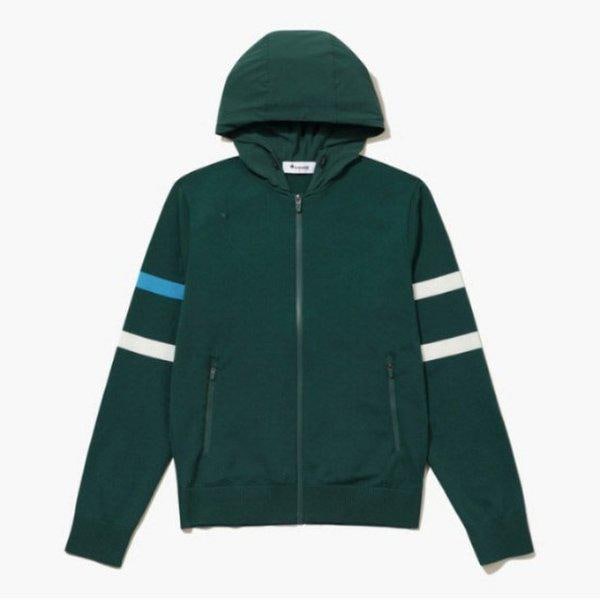 ゴルフTシャツ KQF GQ321MKC92-GREN 男性ウーブンフードフルジップアップカーディガン Green