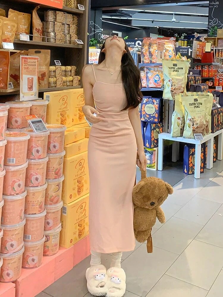 2024春夏ピュアディザイアフレンチウエストスリミングスリングドレス女性ニッチデザインハイエンドロングスカート