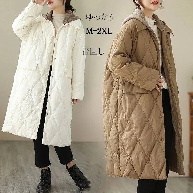 新品セール 品質いいな ロング中綿コート コート レディース 冬 ロングコート アウター フード付き 中綿 体型カバー 大きい