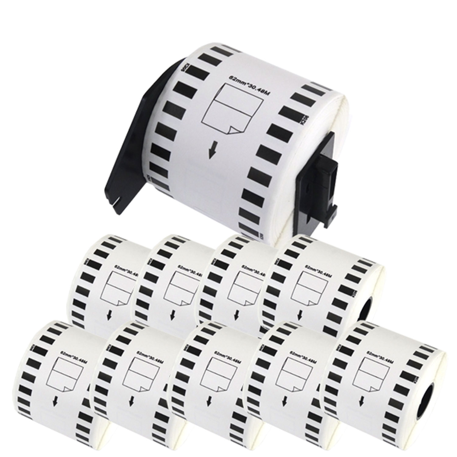 マックス用 感熱紙ラベル 無定長ラベル ELP-L6200N-05 互換品 宛名ラベル 白 62mm×34m 10個+ホルダー1個セット