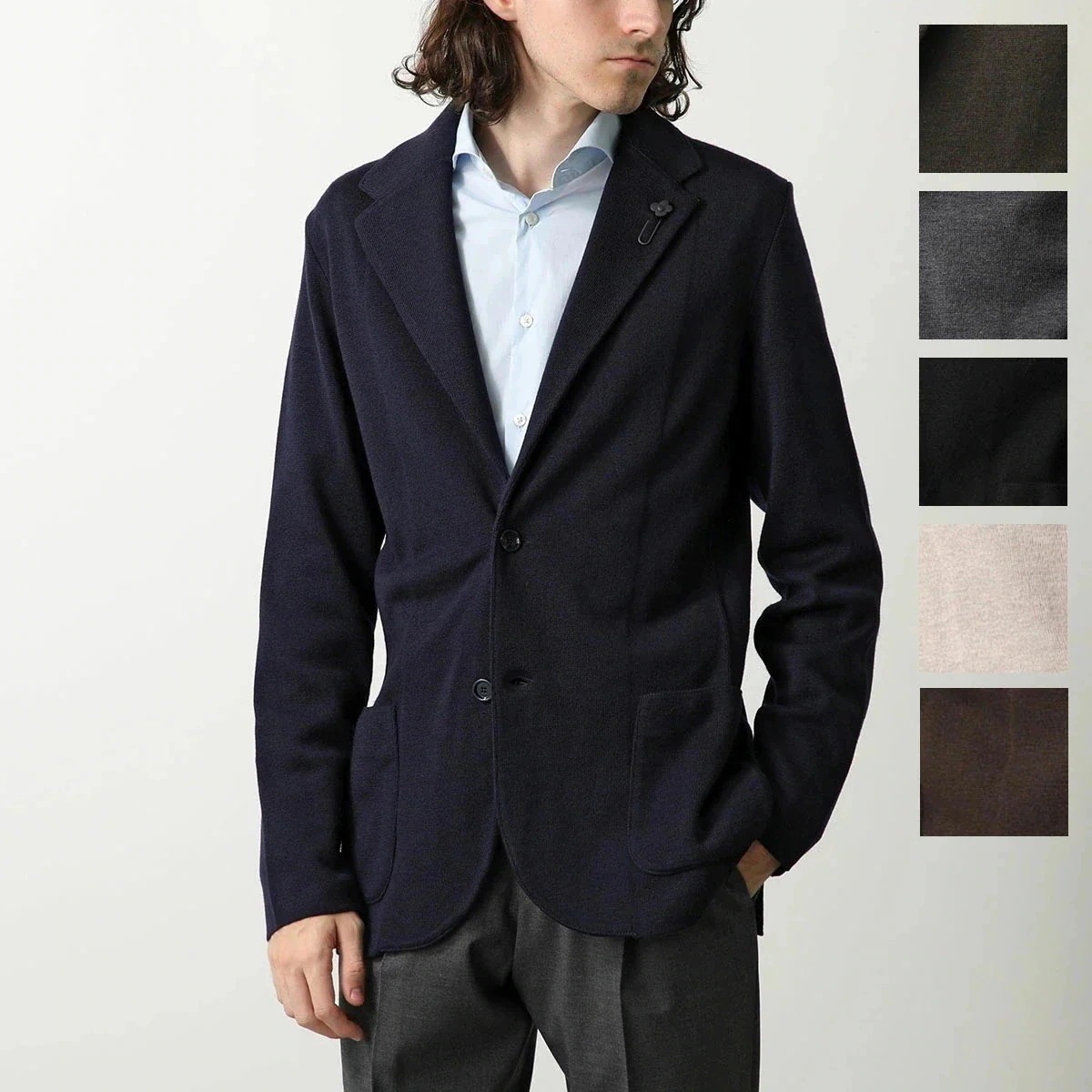 LARDINI ラルディーニ ニットジャケット IVLJM56 IV63000 メンズ カーディガン シングルブレスト サイドベンツ ラペルピン 2B カラー6