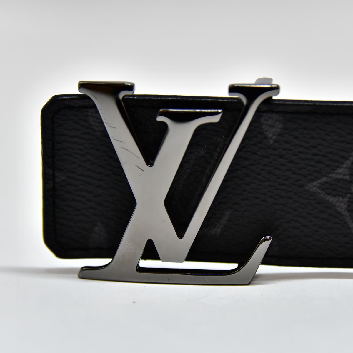 Louis Vuitton鑑定済 正規品 ベルト M9043 モノグラム エクリプス サンチュール LV イニシアル ブラック K500-15