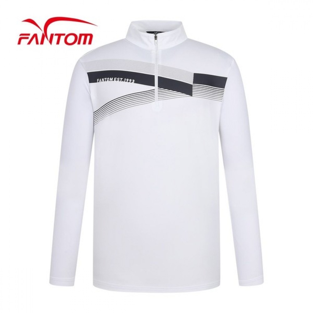 (Phantom) メンズバックメッシュクールスリーブハーフジップロングスリーブ Tシャツ