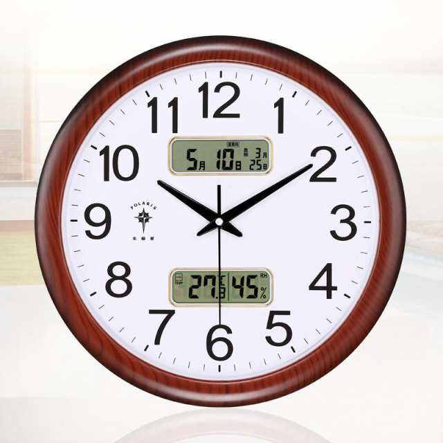 【3日間発送】掛け時計 壁掛け時計 北欧スリム 2画面表示 温度湿度計日付表示 おしゃれ 静音 連続秒針 スイープ ギフト ダブルリンクマグノア精密 敬老日 プレゼント