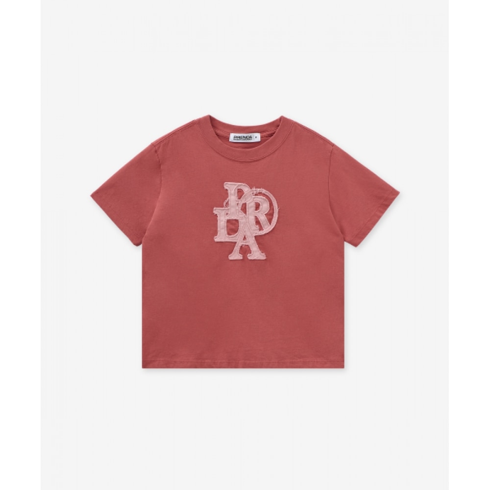 プレンダプラダデニムパッチクルーネックTシャツインディゴピンク