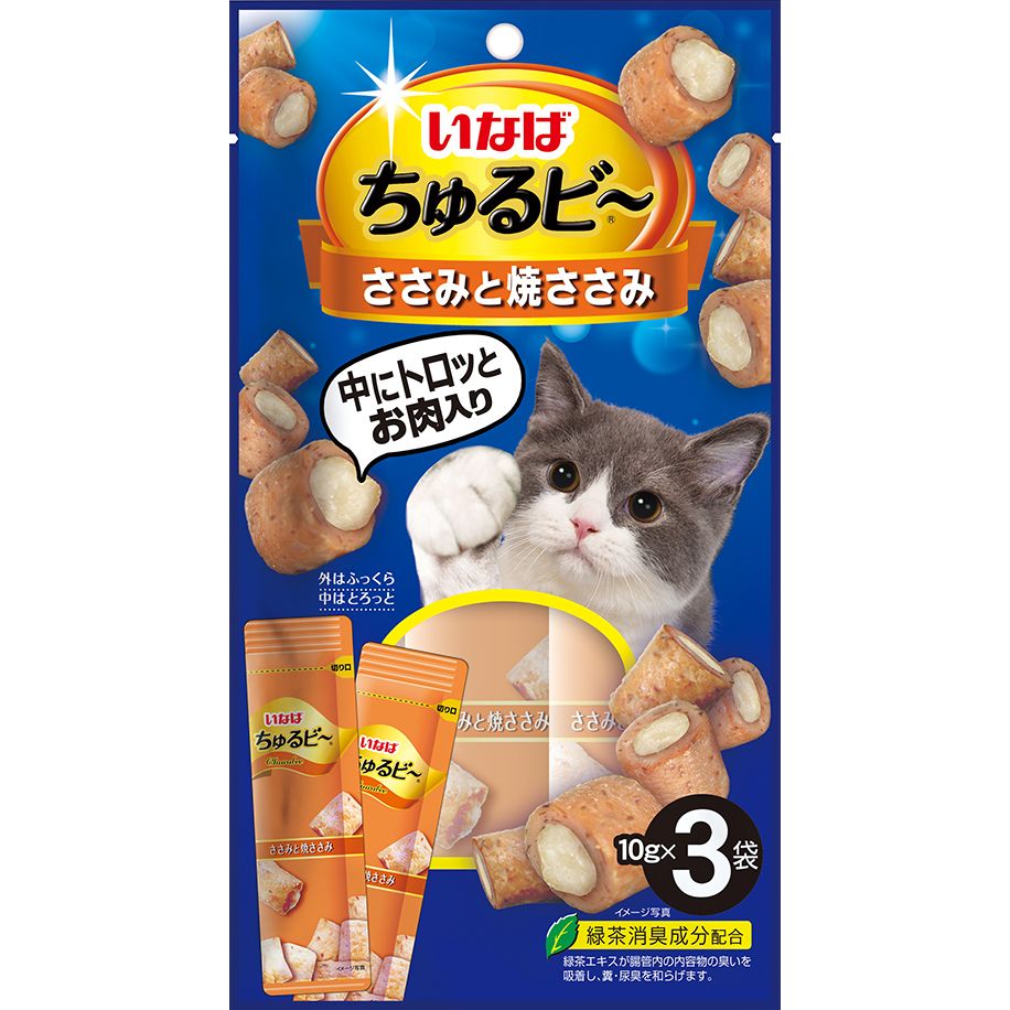 （まとめ買い）ちゅるビ ささみと焼ささみ 10gx3袋 猫用おやつ [x20]