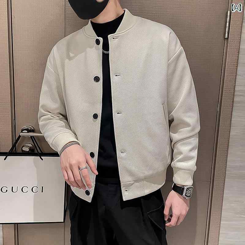 アウター メンズ カジュアル おしゃれ 野球 襟 カジュアル ジャケット トレンディ ファッション ジャケット 秋 ソリッドカラー ジャケット 6,128円