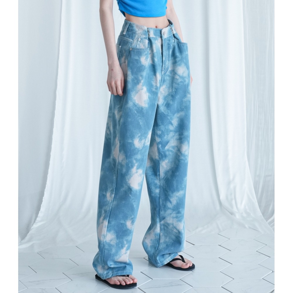 AVANDRESS バックルワイドデニムパンツ クラウドブルー