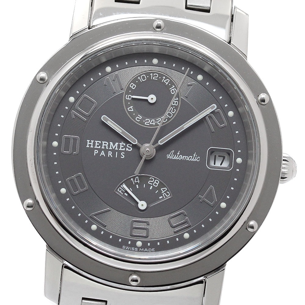 エルメス HERMES CL2.810 クリッパー デイト パワーリザーブ 自動巻き メンズ 良品 _961245【中古】
