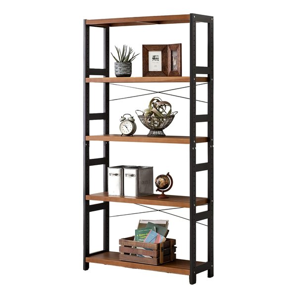 ラック ダークグレー・ライトブラウン 5段収納 幅90×奥行30×高さ180cm MCC-6038DGLB