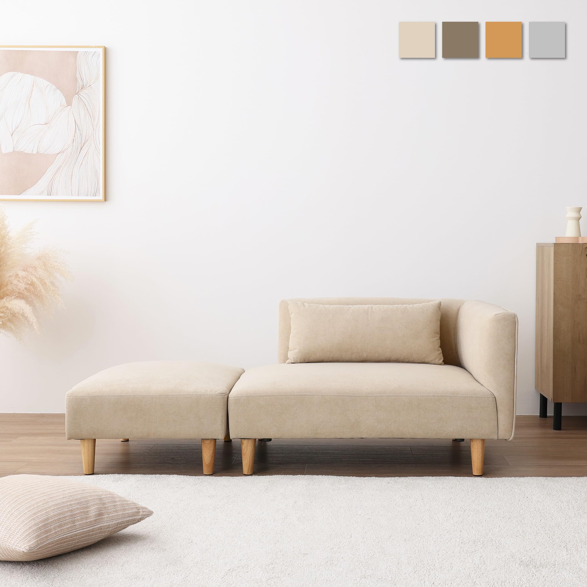 VENTOTA ソファ オットマン付き コンパクト ロー ２人掛け ２人 2P 幅約155cm ローソファー ローソファ ロースタイル カウチ フロア オットマン シンプル 北欧 ナチュラル おしゃれ