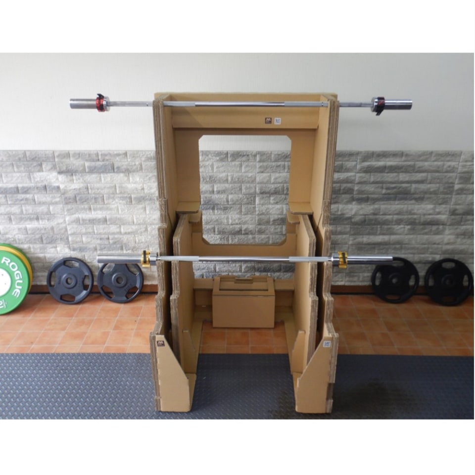 段ボール製バーベル置台