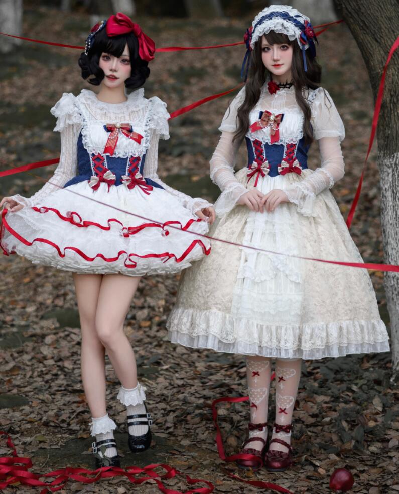 【新作登場 最安値!】178ロリータ 白雪姫ドレスワンピース　JSK ゴスロリ コスプレ メイド服 コスチューム 文化祭 学園祭 衣装 仮装 ハロウィン おすすめ 可愛い ドレス　日常　写