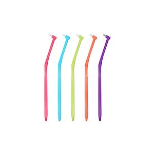【人気!】L ＡＰＩＳ：ラピス ワンタフトブラシ やわらかめ 歯科専用 日本製 部分磨き 矯正用 歯間 歯石 ビビット5本 キャップ1個付