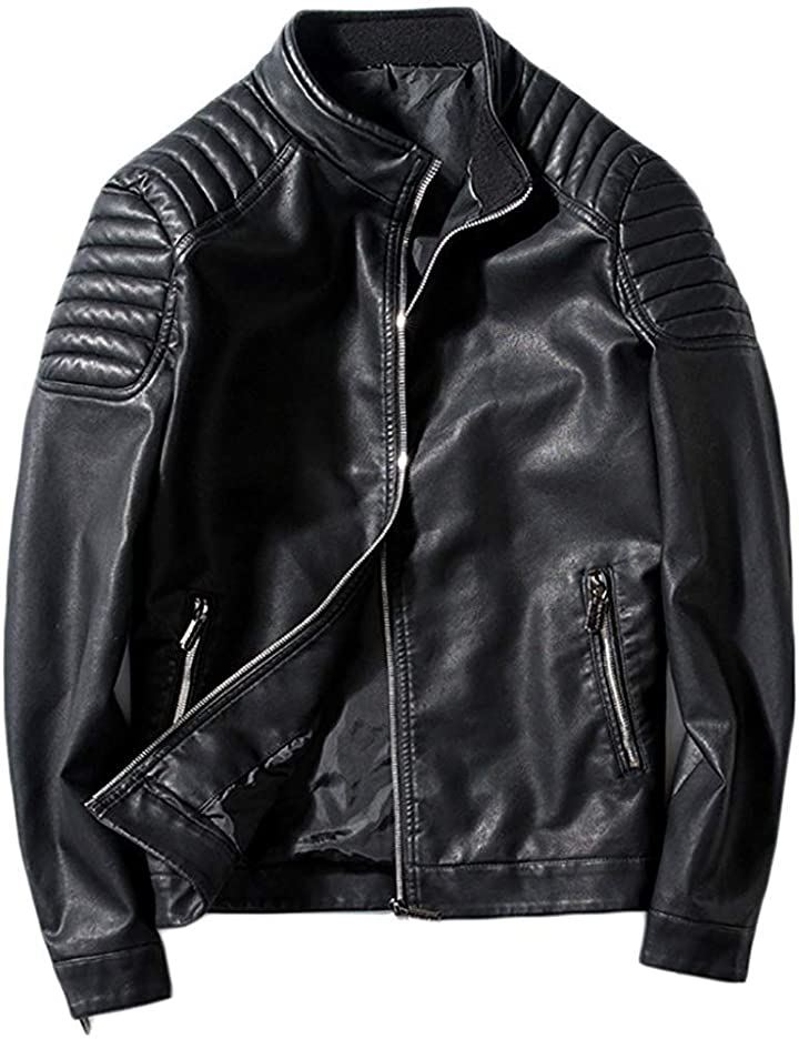 アイセレクトi-select 肩 ステッチ 入り PU レザー ライダース ジャケット 革ジャン 本革調( ブラック, L)