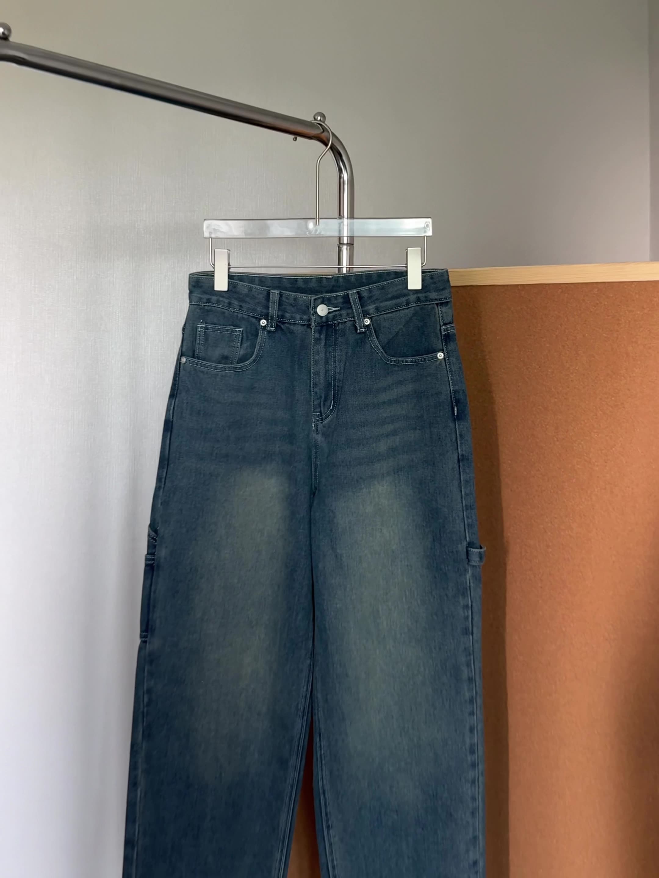 ジーンズ メンズ 秋 レトロ ワイドパンツ ストレート カジュアル トレンド ポケット付き ロングパンツ