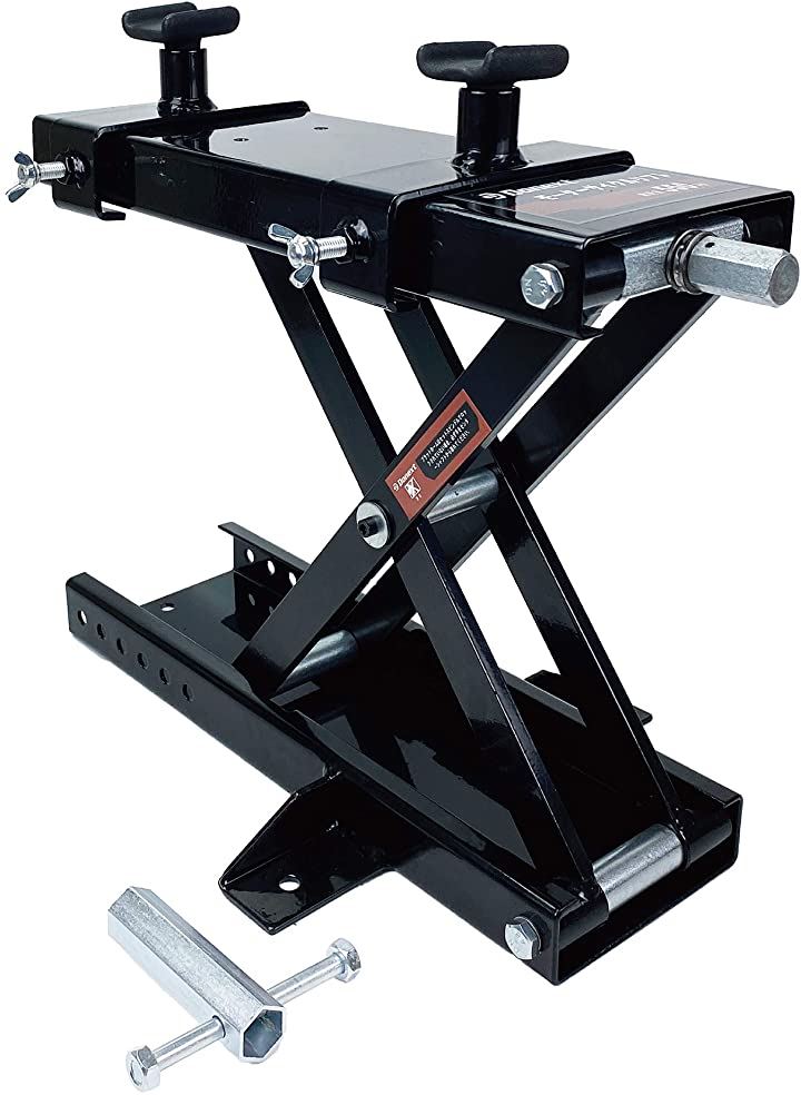 ジャッキ バイクジャッキ バイクリフト リフトジャッキ 耐荷重550kg ハンドル付き(ブラック)