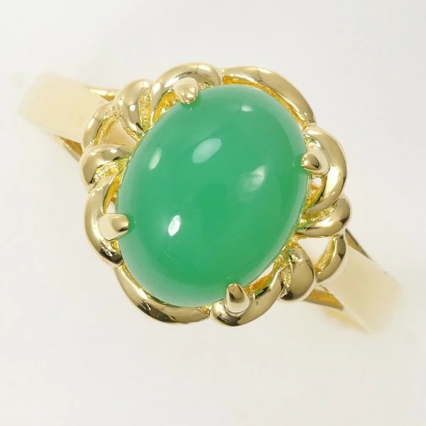 K18 18金 YG イエローゴールド リング 指輪 11.5号 クリソプレーズ ジュエリー 中古 29,153円