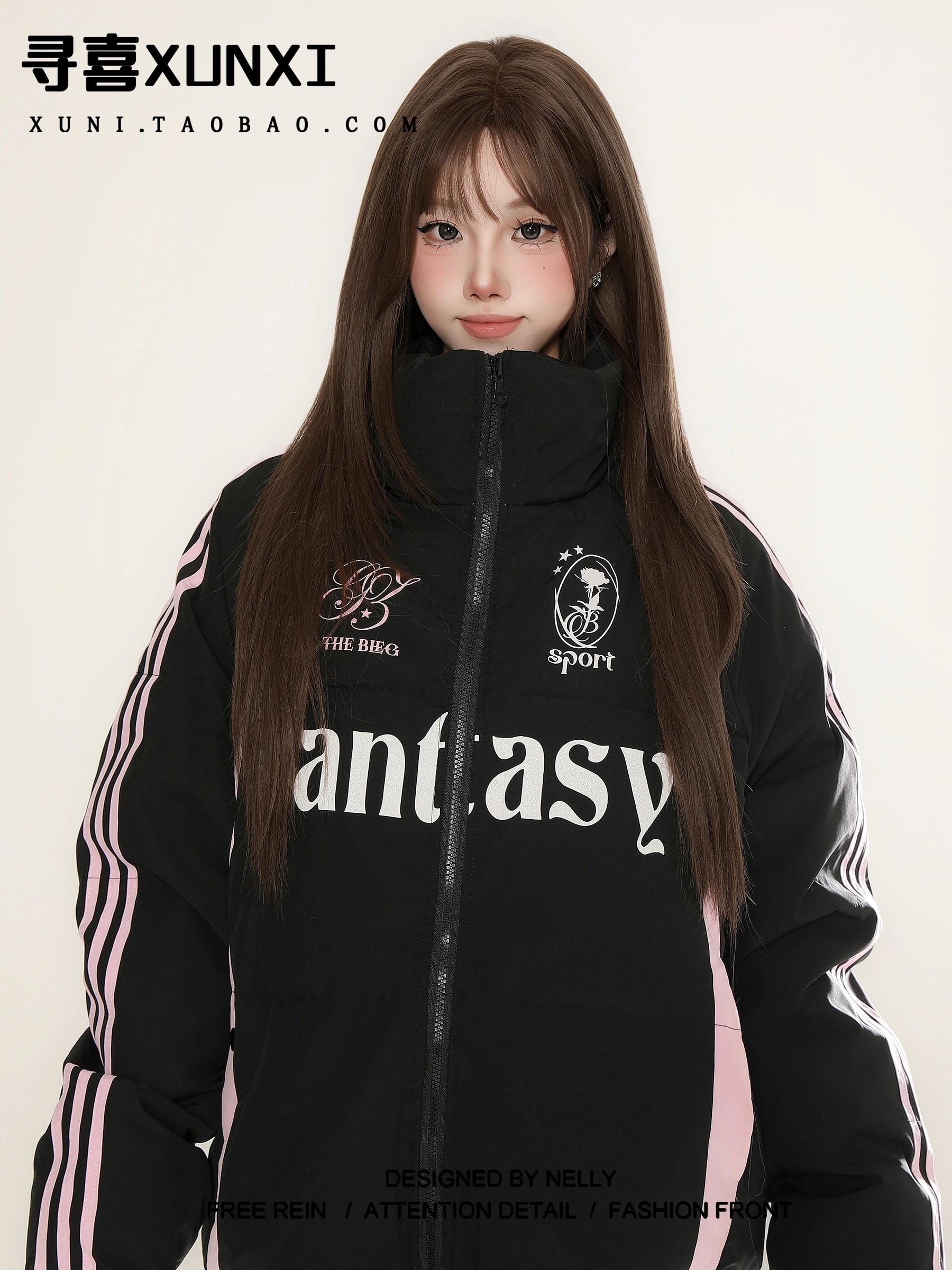 アウターダウンジャケットコートふっくら中綿 韓国防寒あったか暖かいかわいい厚手アウターBF風無地羽織るハイネックファッション系大人ゆったりカジュアルストリートスタンドサイドサイズ丈シルエット秋バイ