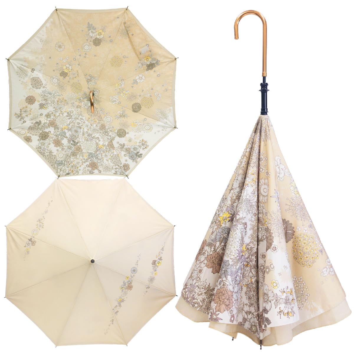 【CARRY saKASA (キャリーサカサ) Flora Model（フローラモデル）】 逆折り式傘 逆さ傘 濡れない UVカット 高撥水 おしゃれ 可愛い レディース