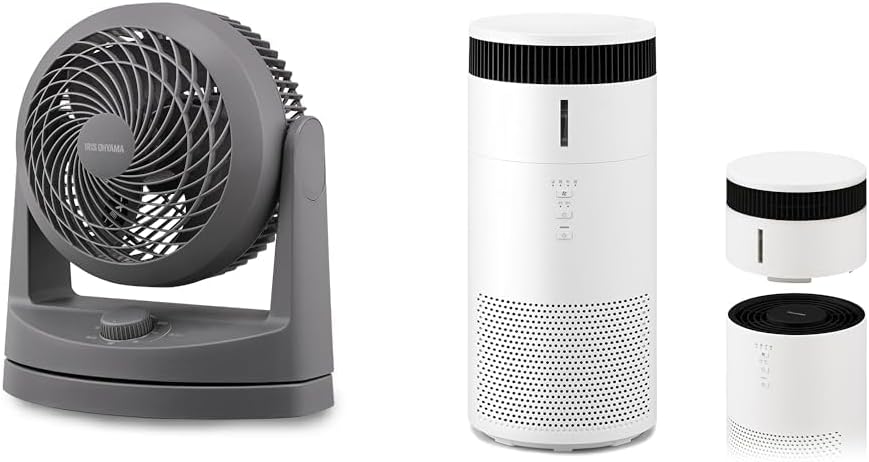 【本体＋加湿空気清浄機セット】アイリスオーヤマ サーキュレーター 扇風機 8畳 左右首振り 静音 お手入れ簡単 PCF-HD15EC-H+ アイリスオーヤマ 空気清浄機 加湿機能付き 10畳 加湿空気