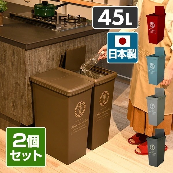 2個セット ゴミ箱 45リットル ふた付き おしゃれ スリム スライドペール