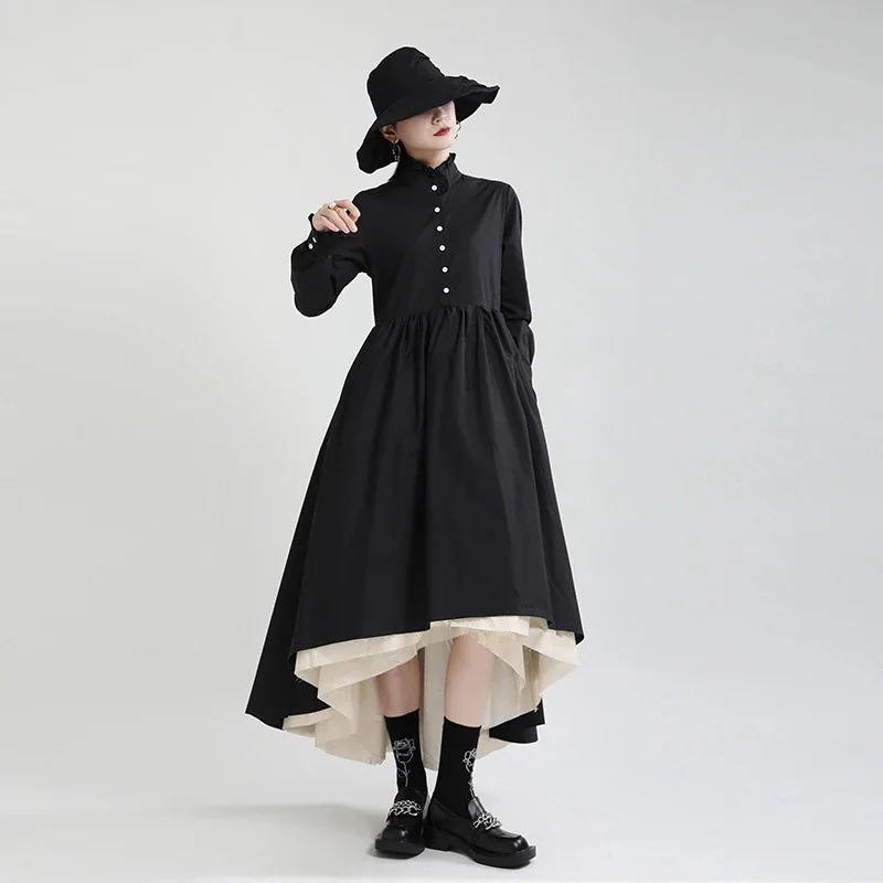 気質 高級感 ワンピース ロングワンピース 着痩せ シャツワンピース