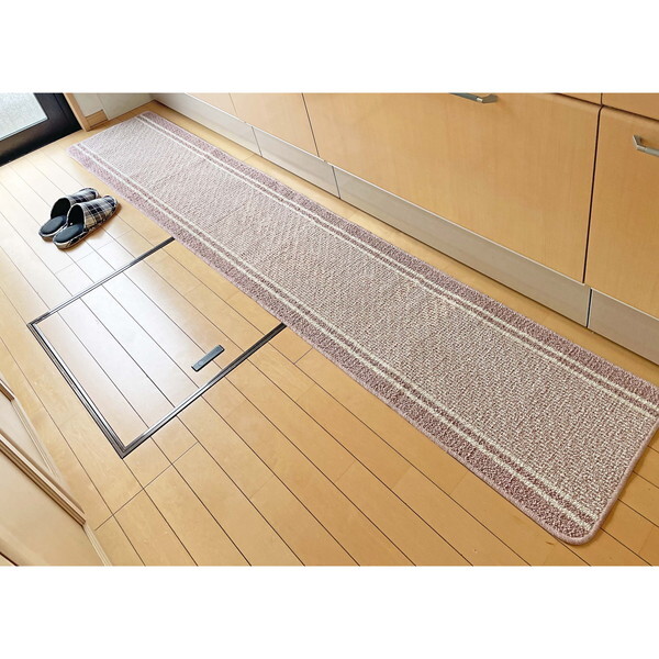 マルナカ 6451 日本製キッチンマット コットンライン 45×240cm ピンク メーカー直送