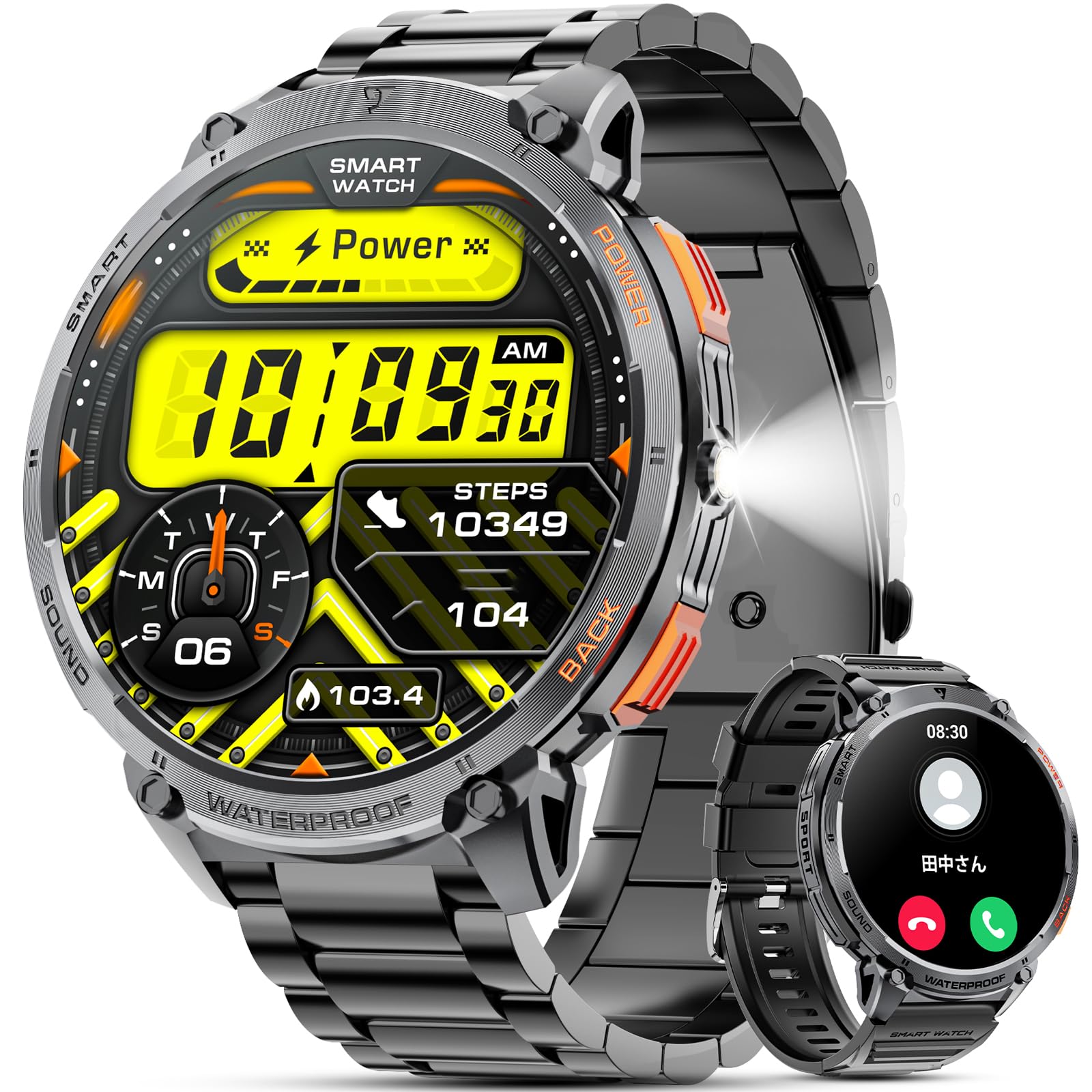 【2025 最新デザイン】 スマートウォッチ 1.85インチHD大画面 730mAh大容量バッテリー 7~14日持続可能 2種バンド付き 軍用規格 iPhone対応 アンドロイド対応 丸型 文字盤DI