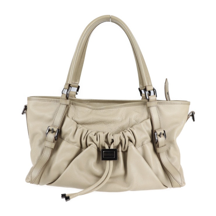 美品 BURBERRY バーバリー 2WAY トートバッグ ハンドバッグ レザー ベージュ系 ショルダーバッグ【本物保証】