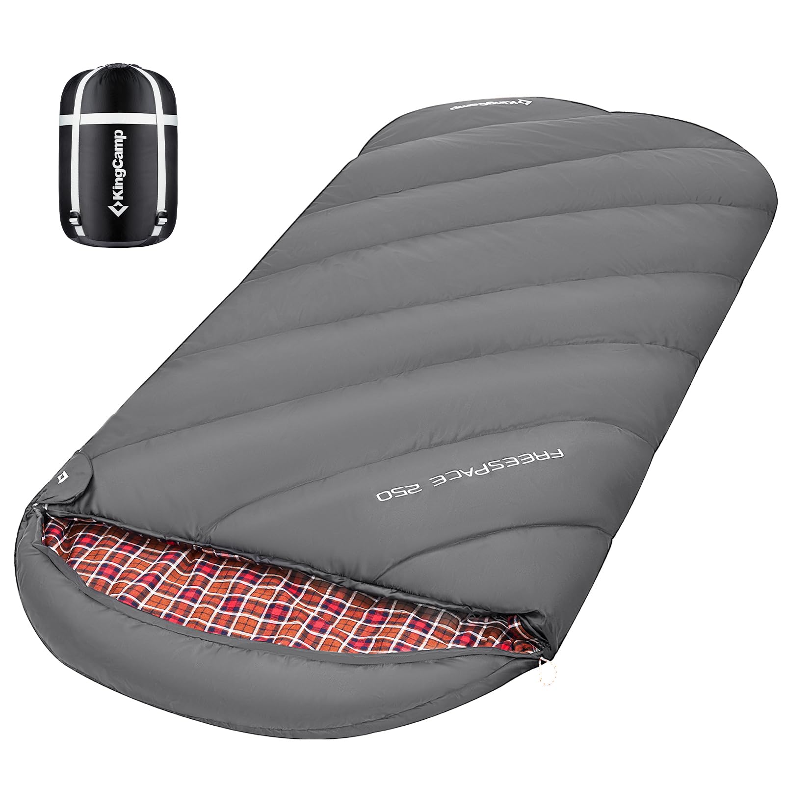 KingCamp 寝袋 シュラフ フランネル生地 冬用 オールシーズン 封筒型 大きいサイズ 幅100cm 2.1KG コンパクト防水 洗える sleeping bag 災害 防災 アウトドア 登山