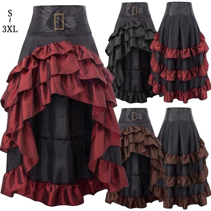 【一部分3日内出荷】ゴシックスカート ハロウィンコスプレ レディース ショートスカート中世紀欧風スチームパンク 宮廷ダンス衣装 大人用コスチューム 中世ドラマ 仮装