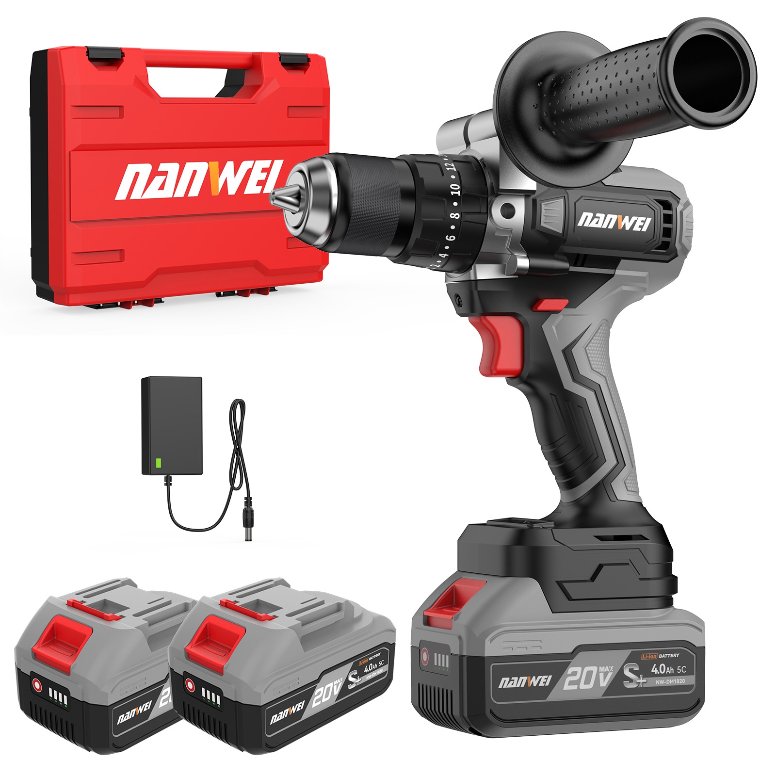 コードレス振動ドライバドリル 最大トルク120Nm 充電式ドライバードリル 電動ドリル ブラシレスモーター 無段変速 20+3段クラッチ調整 高輝度LED照明 4.0Ah電池セット