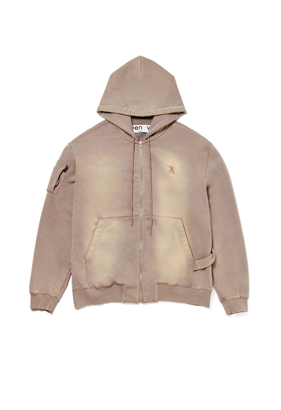 【OPEN Yy】 POCKET WASHED BOX HOODIE : BEIGE