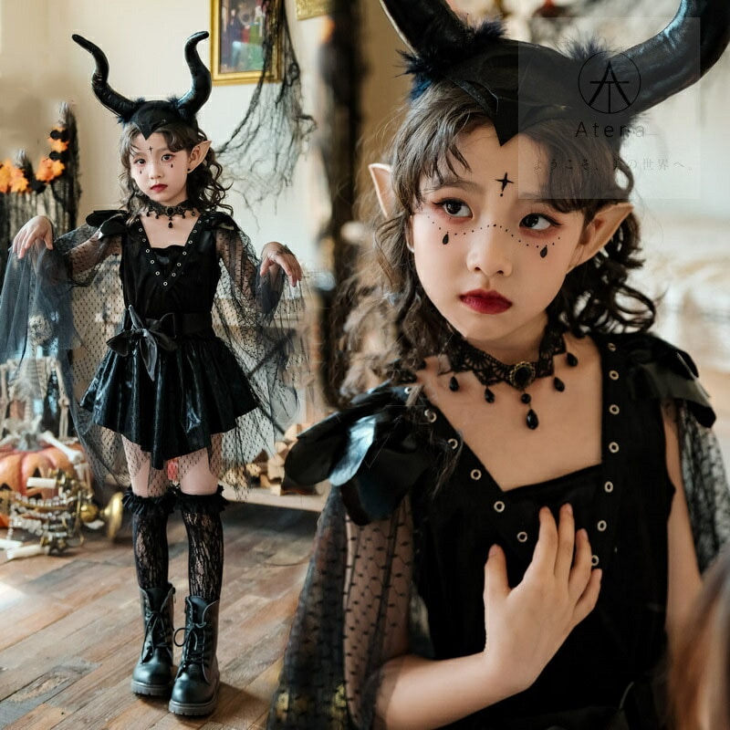 7点セット 高品質 ハロウィン 衣装 子供 魔女 コスプレ カチューシャ キッズ 女の子 大人 巫女 仮装 子供発表会 演出服 ワンピース cosplay 衣 ドレス