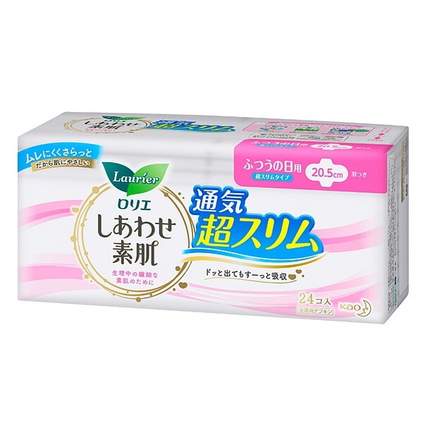 ロリエ しあわせ素肌 通気超スリム ふつうの日用 20.5cm 羽つき24個入18パック（1ケース