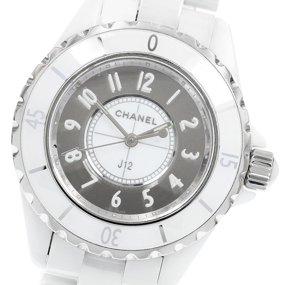 シャネル CHANEL H4861 J12 ミラー 白セラミック クォーツ レディース 保証書付き_943195【中古】