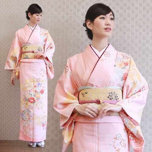 レンタル 訪問着 レンタル 19点フルコーディネートレンタルセット 結婚式 入学式 七五三 ママ 披露宴 お茶会 安い ピンク パステルピンク地に金彩花紋様と流水 20代 30代 40代