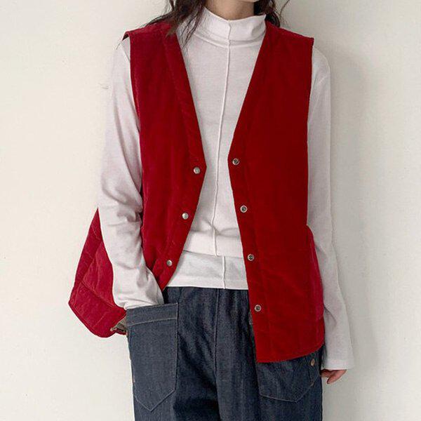 (OT)コマゴルデンボンディングチョッキ 冬 女性 コーデュロイ