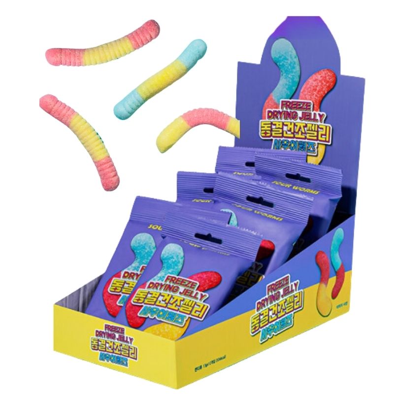 【YouTube人気】 フリーズドライスイカジェリー 1瓶 (8g x 8個) / フリーズドライジェリーサワーワームズ 1瓶 (13g x 12個入り)