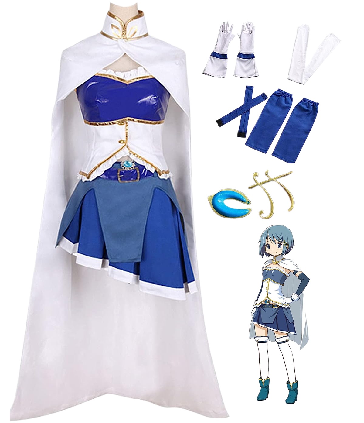 コスプレ衣装 魔法少女 まどかマギカ 美樹さやか 髪飾り付き イベント パーティー 変装 演出服 クリスマス パーティー