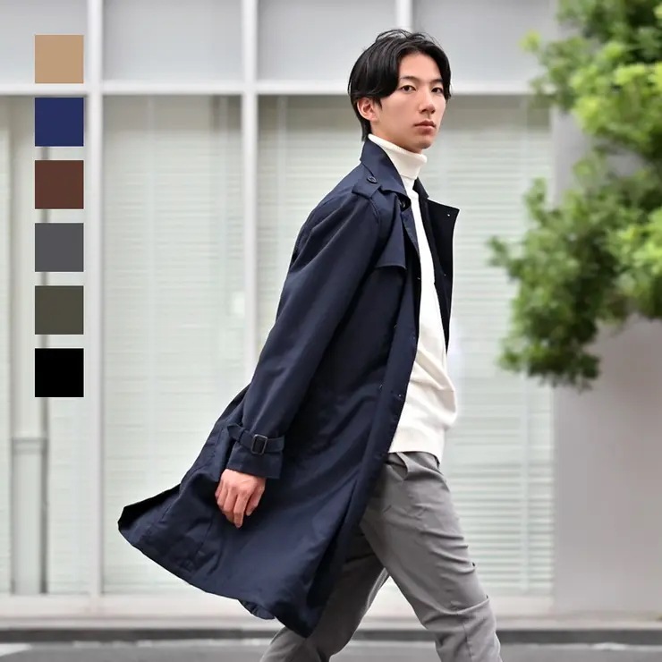 トレンチコート メンズ ビジネス ロング コーデュロイ ツイード 大きいサイズ 紺 茶 黒 ベージュ ネイビー ブラウン チャコールグレー カーキ ブラック 26100