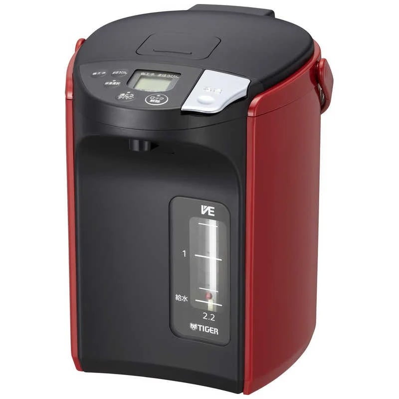 魔法瓶 電気ポット 蒸気レス 節電VE保温 6つの安心・安全構造 とく子さん 2.2L レッド PIP-A221R