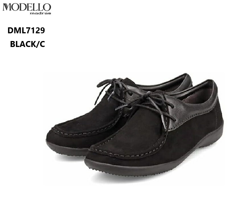 madras MODELLO(マドラスモデロ)DML7129 オブリ―クタイプカジュアルシューズ 日本人の足型にフィット 口周りの異素材コンビがデザインアクセントとして足をキレイに見せてくれます